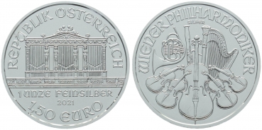 Österreich 1.5 Euro 2021 1 Unze Feinsilber - Wiener Philharmoniker